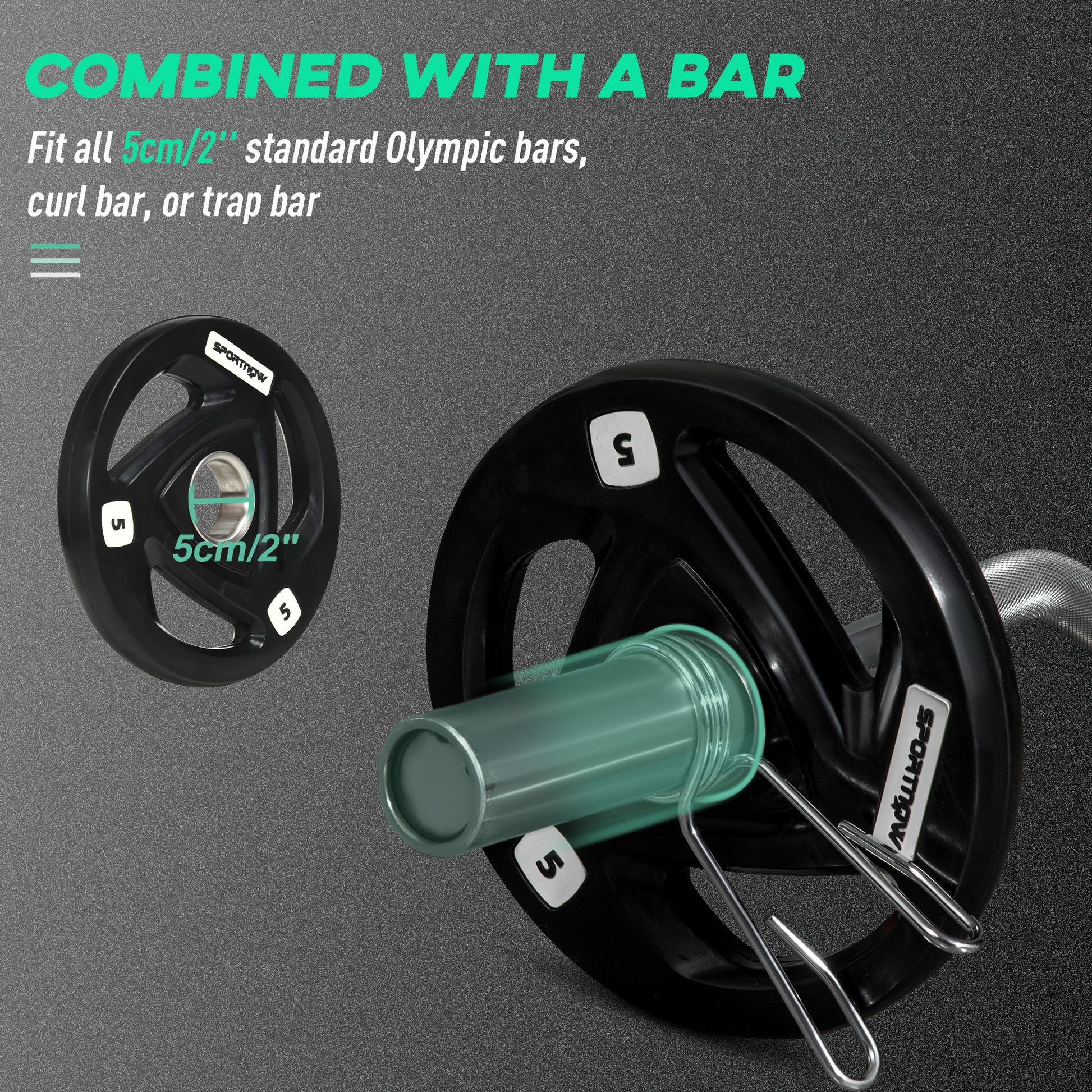 Two 10Kg Olympic Weight Plates, Tri-Grip Barbell Weights Set, with 5Cm Holes