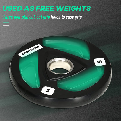 Two 10Kg Olympic Weight Plates, Tri-Grip Barbell Weights Set, with 5Cm Holes
