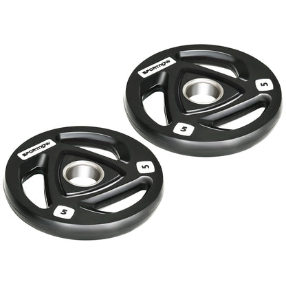 Two 10Kg Olympic Weight Plates, Tri-Grip Barbell Weights Set, with 5Cm Holes