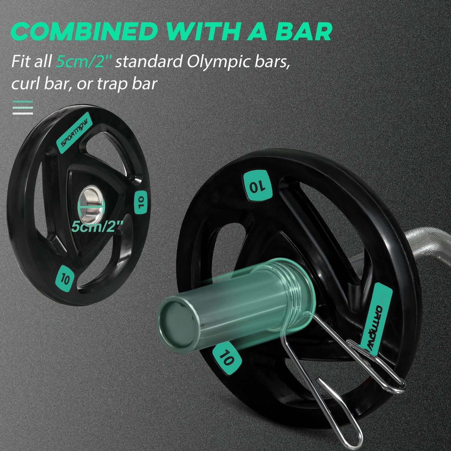 Two 10Kg Olympic Weight Plates, Tri-Grip Barbell Weights Set, with 5Cm Holes
