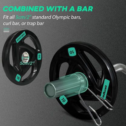 Two 10Kg Olympic Weight Plates, Tri-Grip Barbell Weights Set, with 5Cm Holes