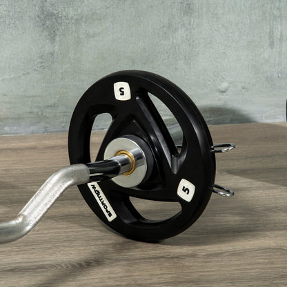 Two 10Kg Olympic Weight Plates, Tri-Grip Barbell Weights Set, with 5Cm Holes