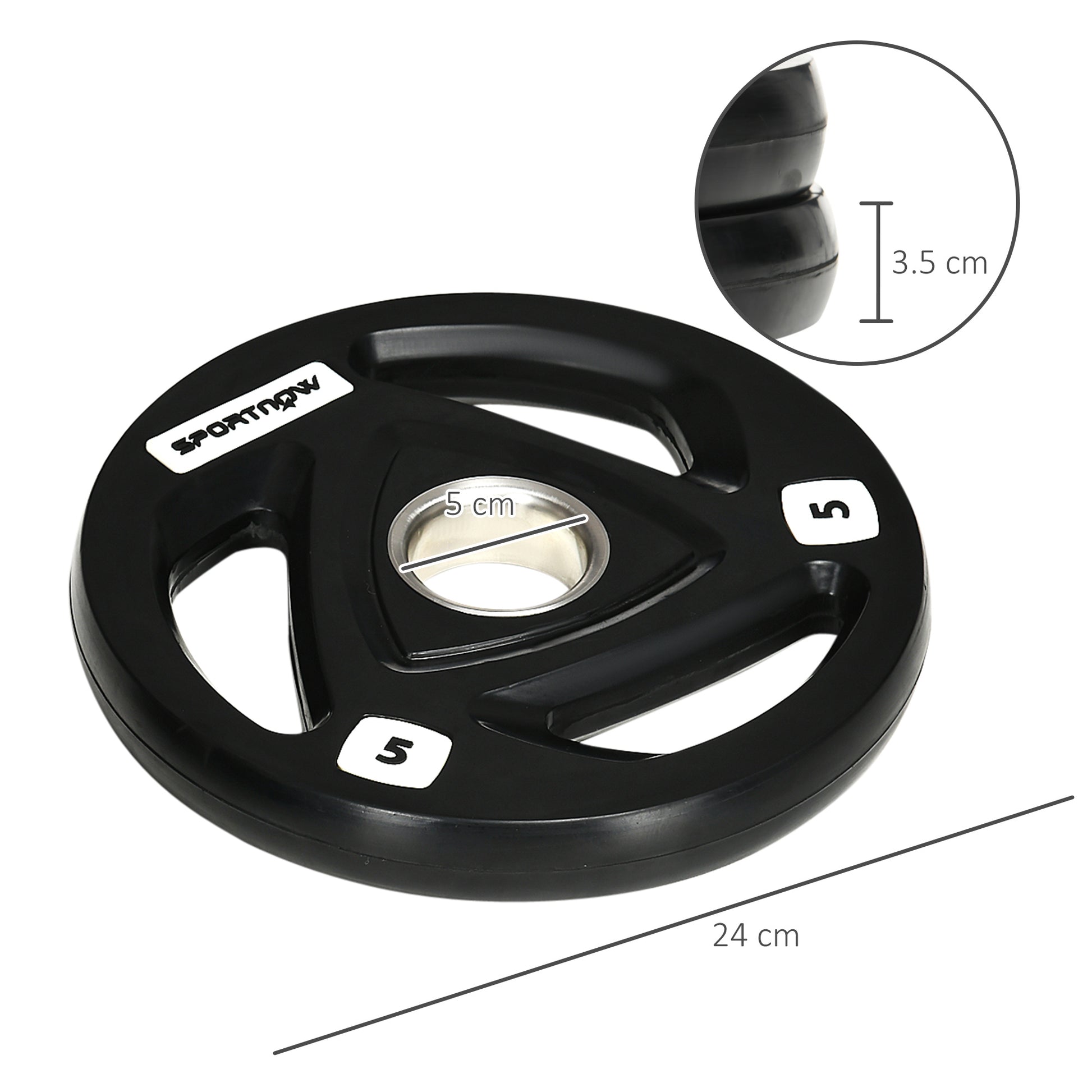 Two 10Kg Olympic Weight Plates, Tri-Grip Barbell Weights Set, with 5Cm Holes