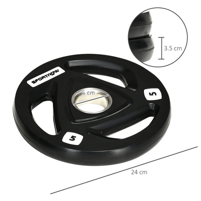 Two 10Kg Olympic Weight Plates, Tri-Grip Barbell Weights Set, with 5Cm Holes