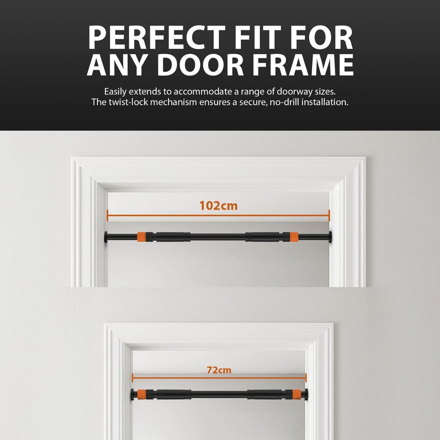 DOOR HOME EXERCISE WORKOUT TRAINING GYM BAR CHIN up SIZE ADJUSTABLE FITNESS PULL