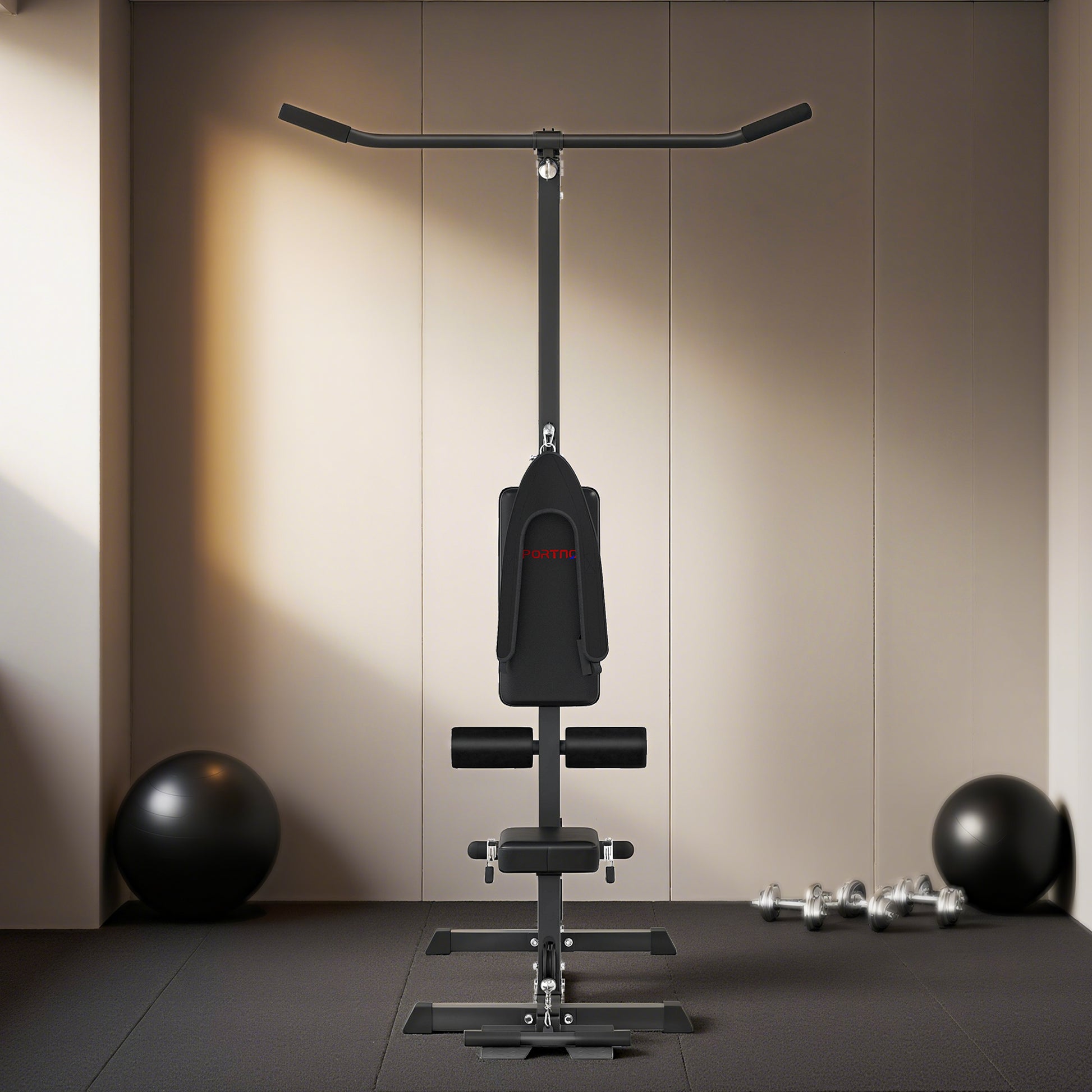 Pull up Bar Stand Power Cage with Adjustable Seat, Home Gym