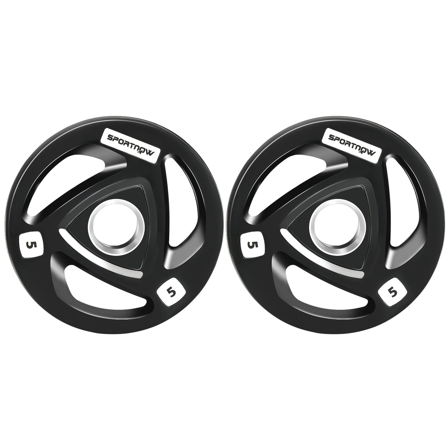Two 10Kg Olympic Weight Plates, Tri-Grip Barbell Weights Set, with 5Cm Holes