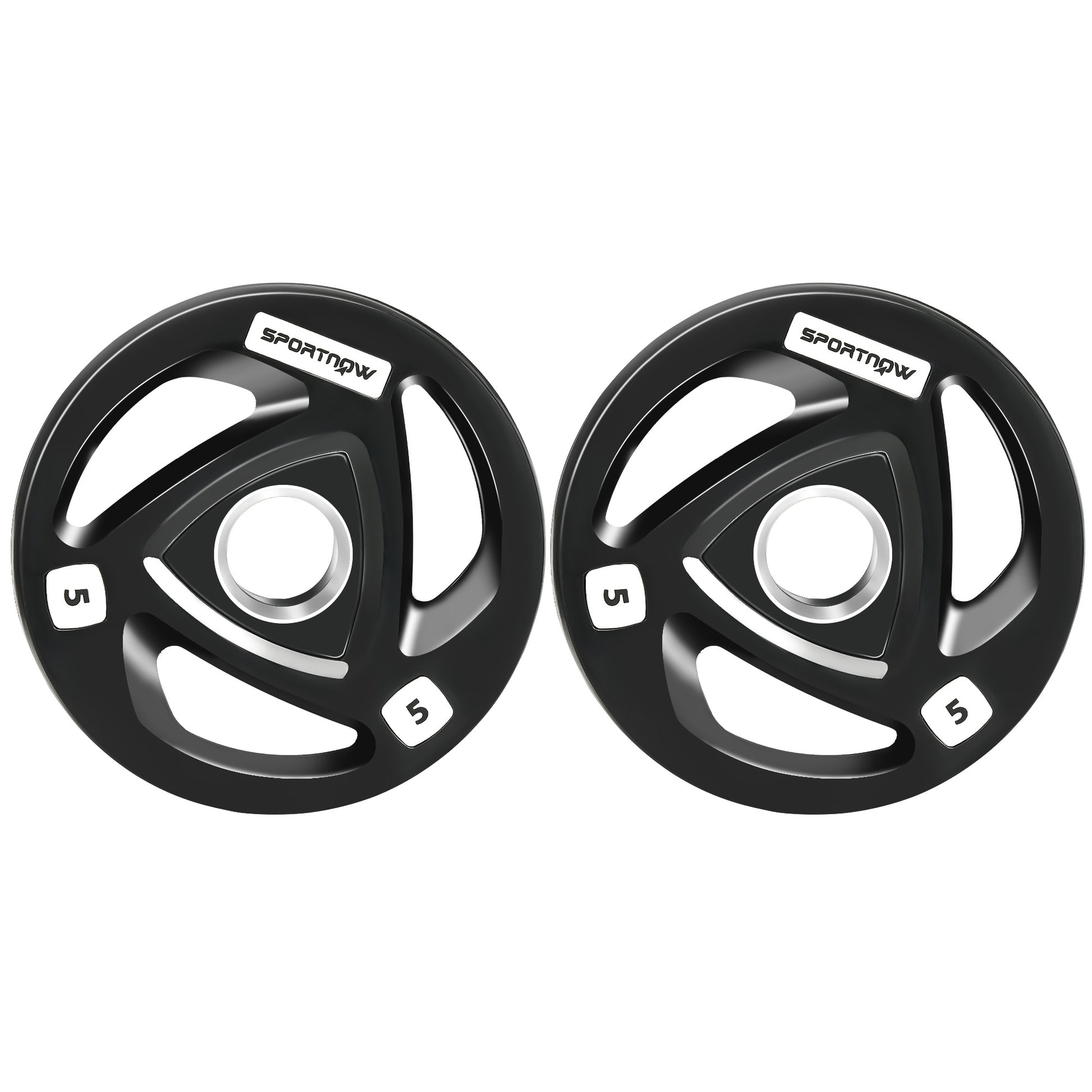 Two 10Kg Olympic Weight Plates, Tri-Grip Barbell Weights Set, with 5Cm Holes