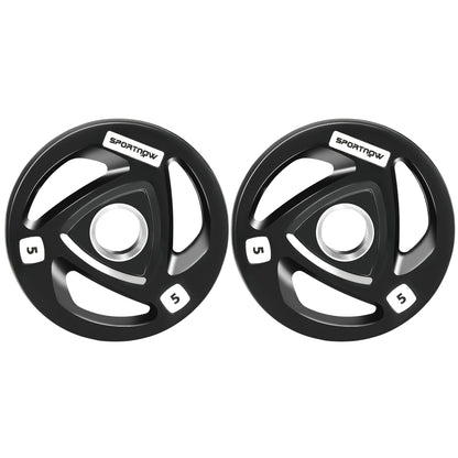 Two 10Kg Olympic Weight Plates, Tri-Grip Barbell Weights Set, with 5Cm Holes