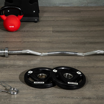 Two 10Kg Olympic Weight Plates, Tri-Grip Barbell Weights Set, with 5Cm Holes