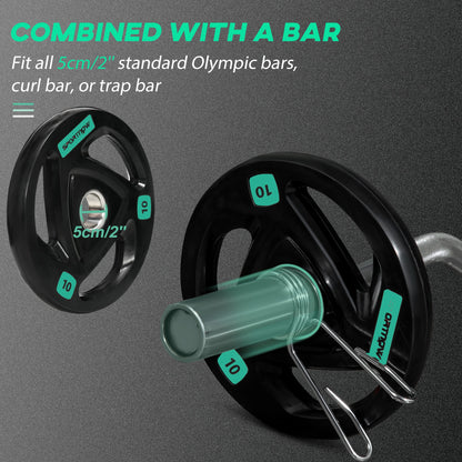 Two 10Kg Olympic Weight Plates, Tri-Grip Barbell Weights Set, with 5Cm Holes