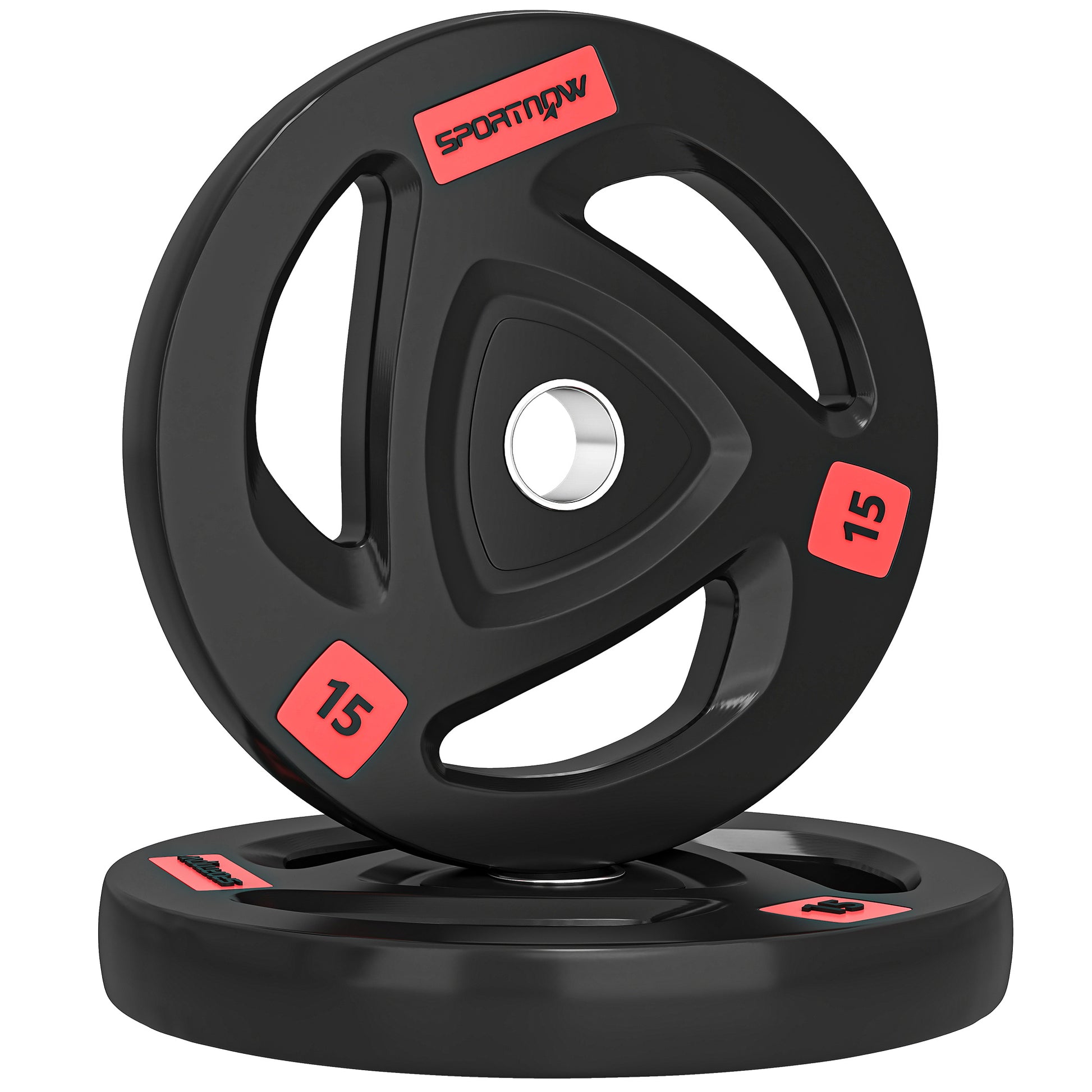 Two 10Kg Olympic Weight Plates, Tri-Grip Barbell Weights Set, with 5Cm Holes