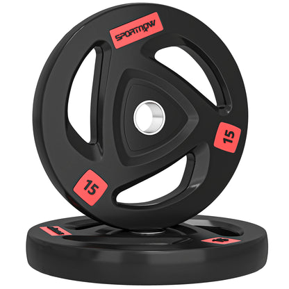 Two 10Kg Olympic Weight Plates, Tri-Grip Barbell Weights Set, with 5Cm Holes