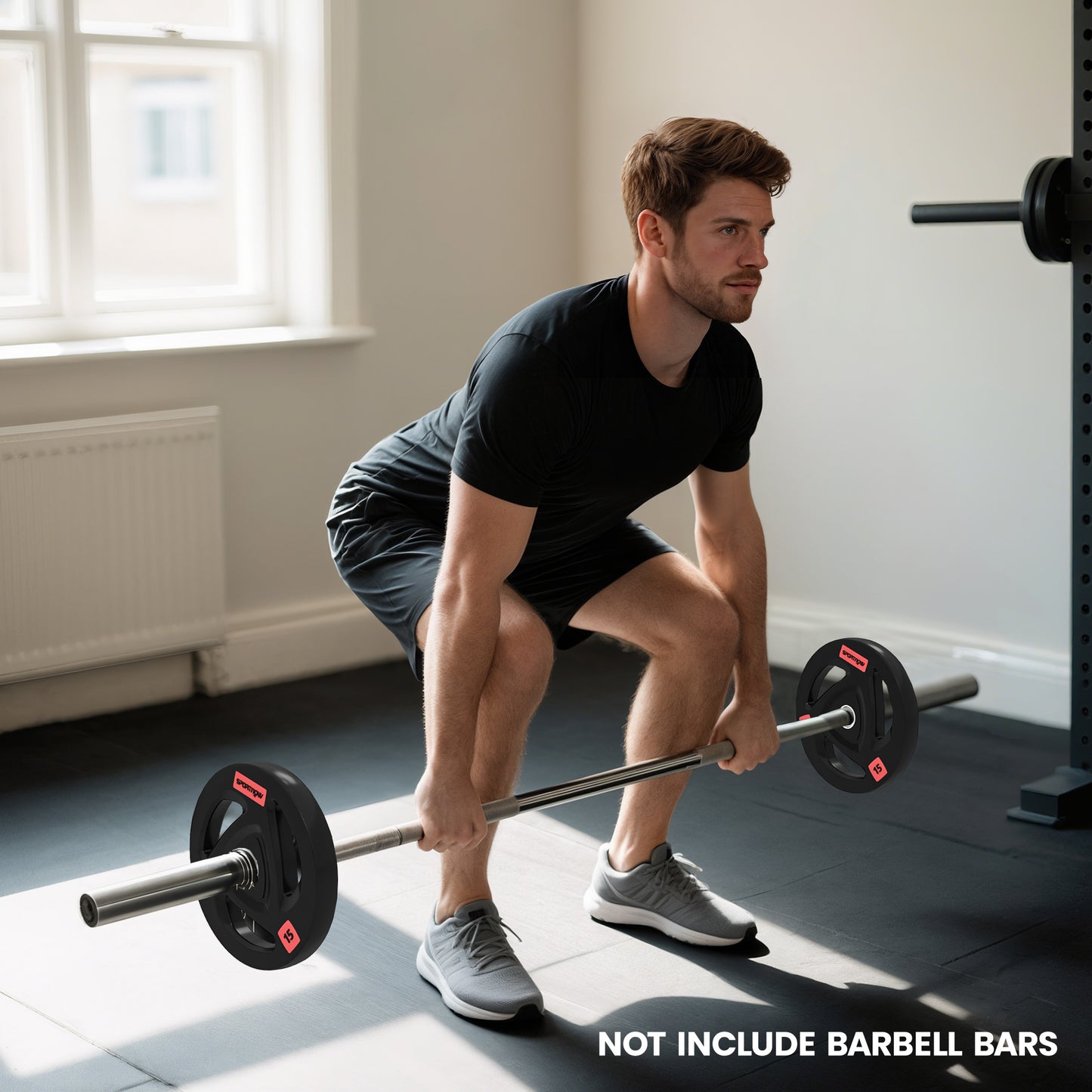 Two 10Kg Olympic Weight Plates, Tri-Grip Barbell Weights Set, with 5Cm Holes